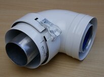 Burgerhout 400456222 rookgasbocht 90&deg; concentrisch 60/100mm aluminium wit