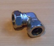 VSH compression coupling right angle knee 90&deg; 22 x 22 MM brass nickel plated