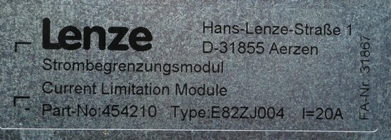 Lenze E82ZJ004 current limiting module 20A