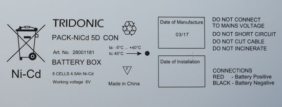 Tridonic 28001181 Oplaadbare batterij ACCU Pack 5D NiCd 4,5Ah D