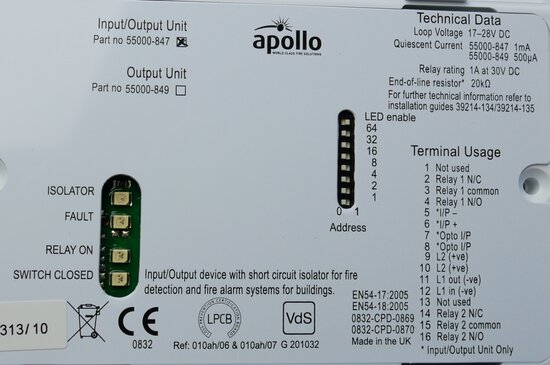 APOLLO 55000-847 XP95 input / output unit with isolator