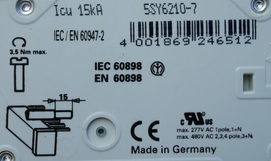 Siemens 5SY62 MCB C10 circuit breaker 2P 10A