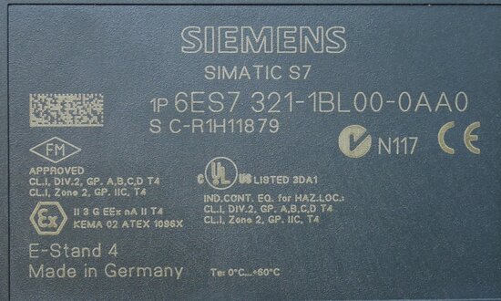 Siemens 6ES7 321-1BL00-0AA0 Digital Input Module 32 Inputs DC 24V