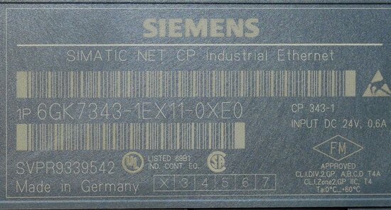Siemens 6GK7343-1EX11-0XE0 Ethernet Communication Module CP 343-1