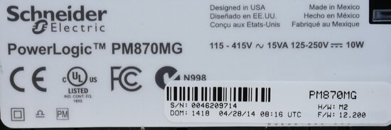 Schneider Electric PM870MG Schneider-meetapparaat 50160 1E / 1A, Modbus