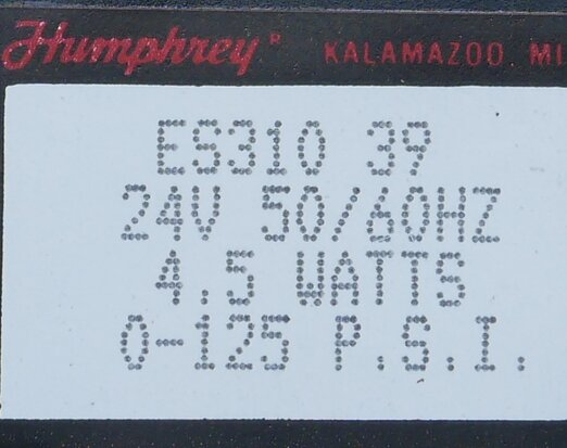 Humphrey ES310 39 SA 24V solenoid valve