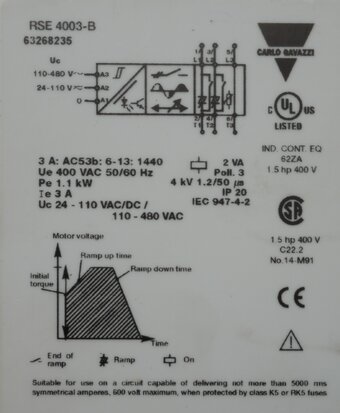 Carlo Gavazzi RSE4003B Softstarter 1,5KW RSE 40 03-B