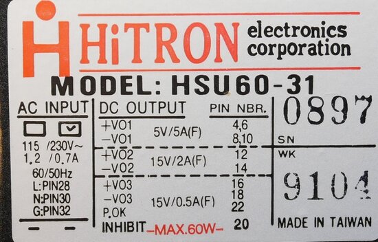 Hitron HSU60-31 power supply