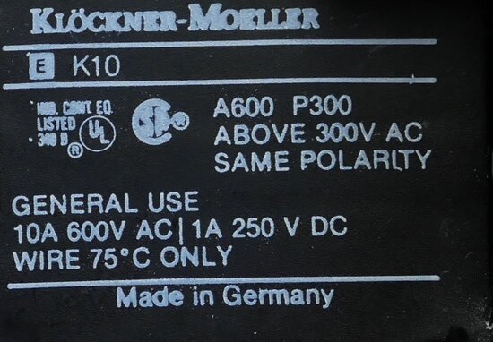 Klöckner moeller button green start button with EK10 contact element