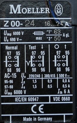 Moeller Z00-24 relais Thermische overbelastingsrelais 16-24A
