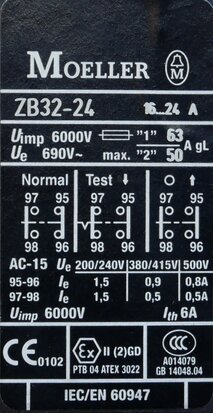 Moeller ZB32-24 relais Thermische overbelastingsrelais 16-24A
