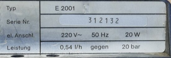 ProMinent Electric E2001 pump 220V 20 bar