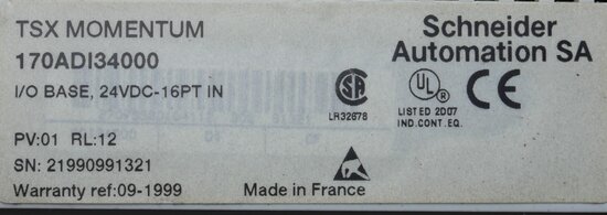 Schneider 170ADI34000 input module incl. Telemecanique 170INT11000 Adapter