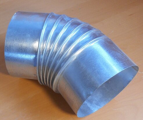 Pressed pleat bend galvanized steel 45 degrees Ø160mm