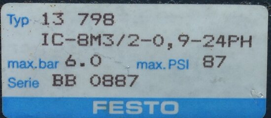 Festo IC-8M3/2-0.9-24PH module max. 6 bar 87 PSI, 13798