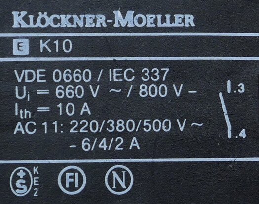 Klöckner moeller knop zwart met EK10 contact element