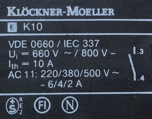 Klöckner moeller knob black with EK10 contact element