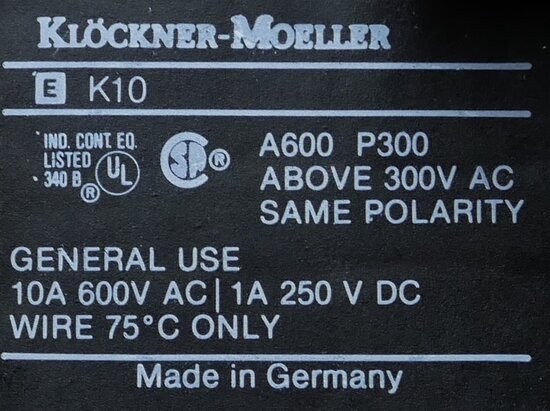 Klöckner moeller knop zwart met EK10 contact element