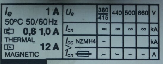 Moeller PKZM 1-1.0 motor protection switch 0.6 to 1.0 A