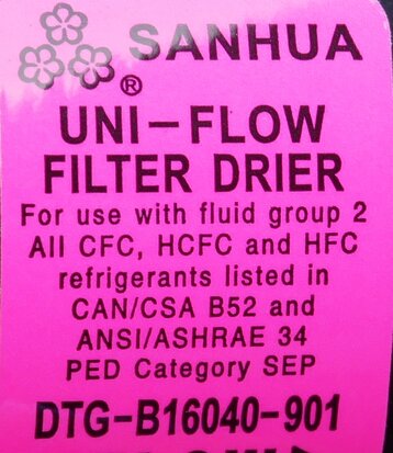 Sanhua DTG-B16040-901 Filterdroger UniFlow soldeerverbindingen