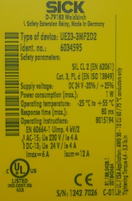 Sick UE23-3MF2D2 safety relay 6034595