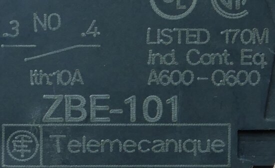 Telemecanique ZBE-101 button green NO contact 10A