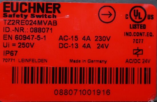 EUCHNER TZ2RE024MVAB Saftey switch AC/DC 24V 088071