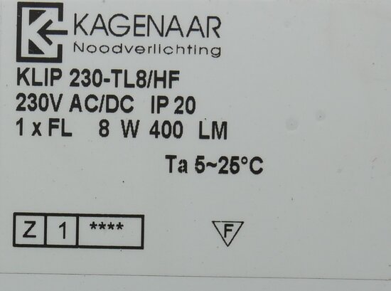 Kagenaar AC70036KLIP emergency lighting fixture KLIP 230 / TL8-HF