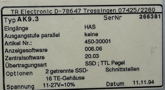TR Electronic AK9.3 Ascassette 450-30001