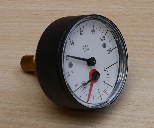 Thermomanometer WP63T R 1/2, 0-4 BAR, m = 2.5, 0-120 C