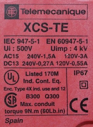 Telemecanique XCSTE5312 safety switch XCS TE5312, 082508