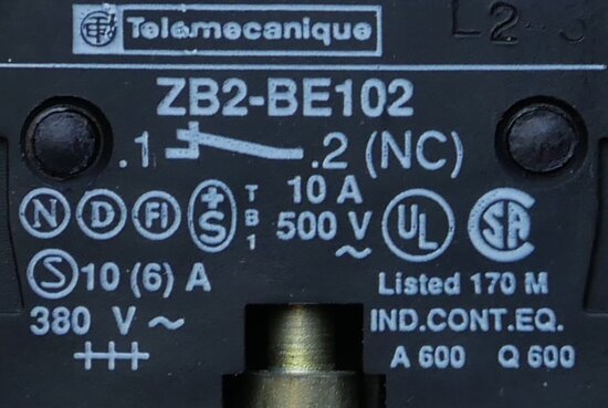 Telemecanique ZB2-BE102 contact element NC, ZB2BE102