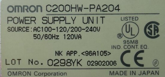 Omron C200HW-PA204 power supply AC 100-120/200-240V