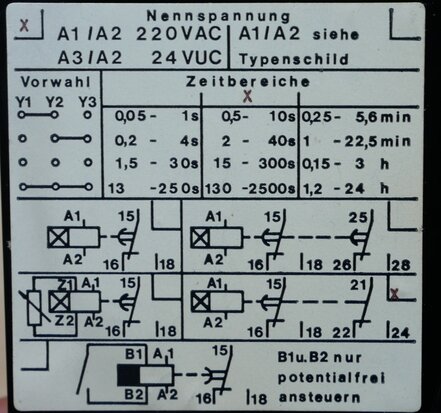 Tesch E72.2x988S tijdrelais 24VUC 220VAC 0,5-2500s 3A