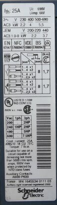 Telemecanique LC1D09 magneetschakelaar V7 400V 50/60HZ 25A 3P 1NO+1NC