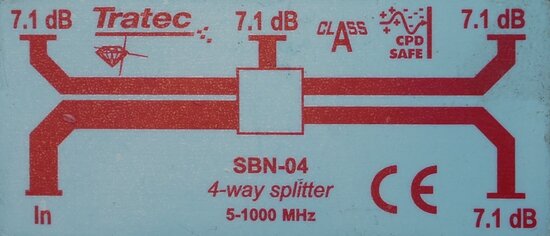 Tratec SBN-04 Verdeler 4-voudig coax 5-1000 MHz