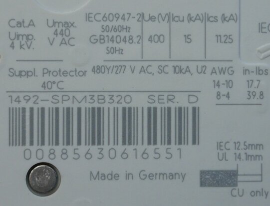 Allen-Bradley 1492-SPM3B320 circuit breaker 32 A, 3P, Trip B