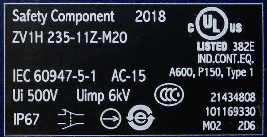 Schmersal ZV1H 235-11Z-M20 Eindschakelaar rolhevel