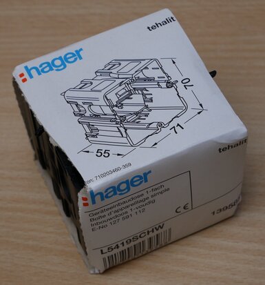 Hager L5419SCHW flush-mounted box 70x70x55MM 1-way 139588