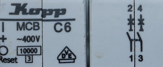 Kopp MCB C6 Circuit breaker 2P 6A 400V
