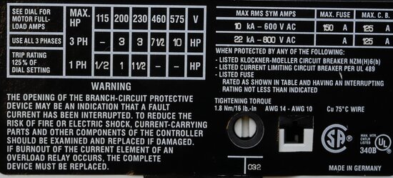 Moeller PKZM0-10 Motorbeveiligingsschakelaar 3P range: 6,3 tot 10A