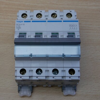 Hager NCN Circuit breaker 4P 16A, NCN416 C16