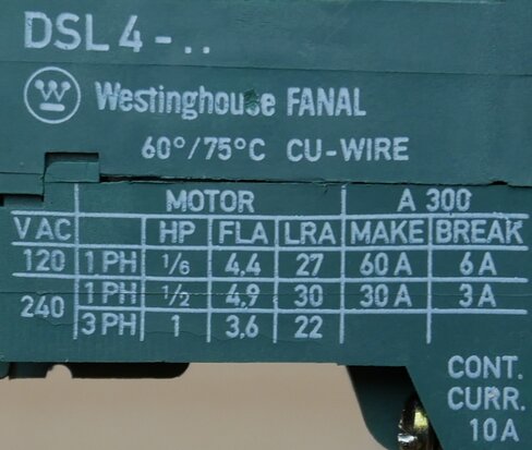 FANAL DSL 4-22 contactor 220V 50Hz