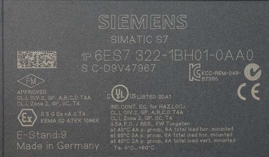 Siemens 6ES7322-1BH01-0AA0 Digital PLC output module 24V DC
