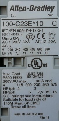 Allen-Bradley 100-C23E*10 contactor 24V DC 3P 1NO