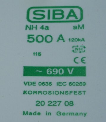 Siba 2022708.500 NH Cartridge fuse (blade) NH4a Central detector 500A