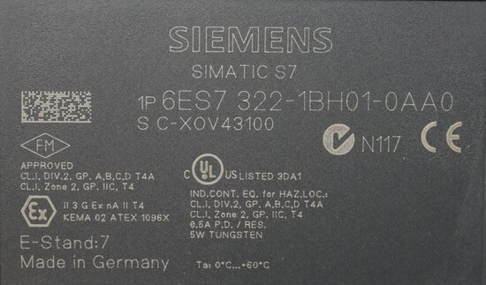 Siemens 6ES7322-1BH01-0AA0 Digitale PLC-uitvoermodule 24V DC