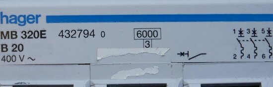 Hager MBN320 installatieautomaat 3P 20 A B-karakteristiek 6 kA