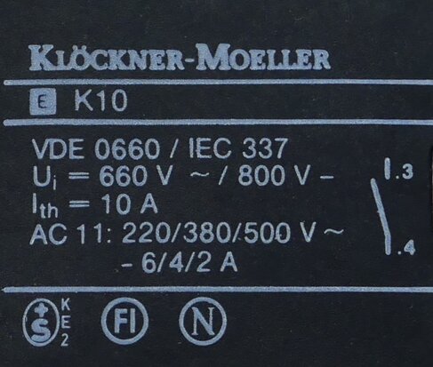 Klöckner moeller knop met signaallamp wit met EK10 en EF contact element