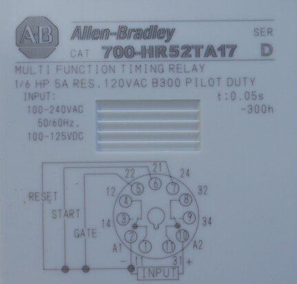 Allen Bradley 700-HR52TA17 Timer Relay 0.05s-300h
